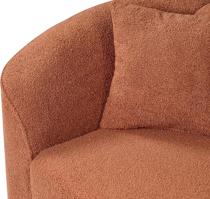 Christopher Knight Home Sabbo 87.50" Curved Oversized 2 Seater Sofa, Upholstered Couch Chair, Soft Seating Lounge Sofa Chair, Cozy Loveseat with Armrest, Reading Sofa for Living Room Home Rest, Orange