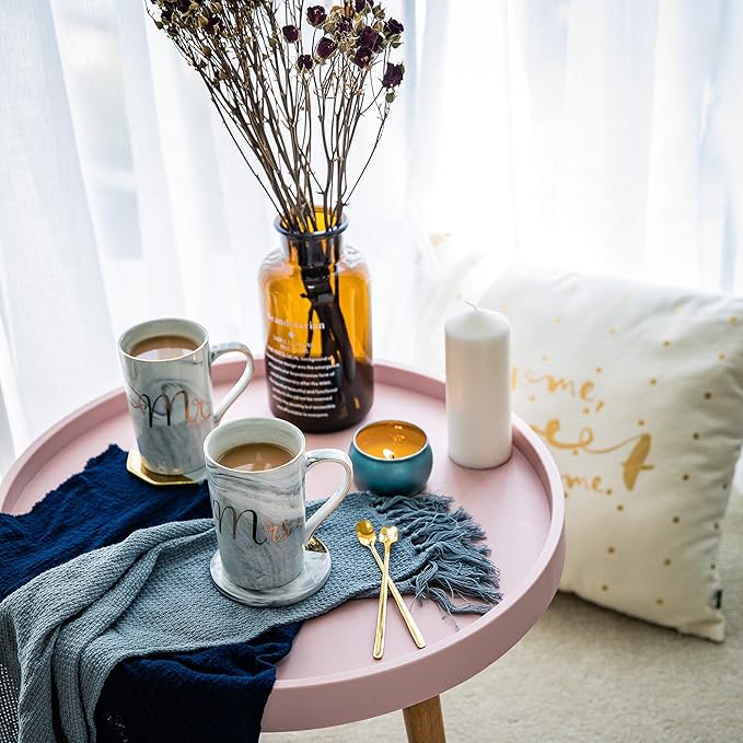 Jumway Mr and Mrs Coffee Mugs - Wedding Gifts - Mr and Mrs Mugs Set - for Bride and Groom - Gifts for Bridal Shower Engagement Wedding and Married Couples Anniversary - 14 Oz Grey