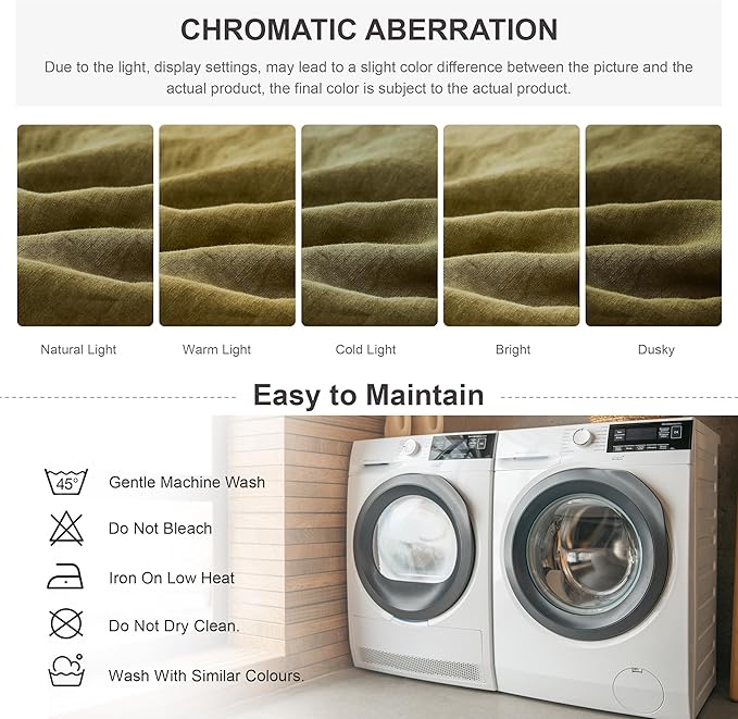 Simple&Opulence 100% Linen Duvet Cover Set, 3 PCS Natural French Flax Olive Green Duvet Cover Queen Size, Breathable Soft Comfy Linen Bedding Comforter Cover with 2 Pillowcases(Olive Green, 88"x92")