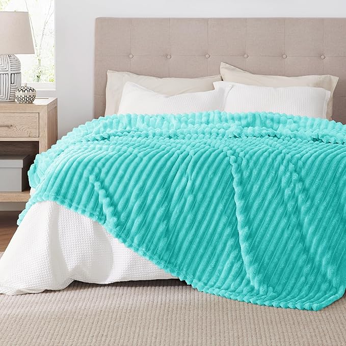 Bedsure GentleSoft Blue Queen Blanket for Bed - Cozy Soft Blankets for Women, Cute Small Fleece Throws for Girls, Birthday Gifts for Women Decor Gifts for Mom, Blue Fog, 90x90 Inches