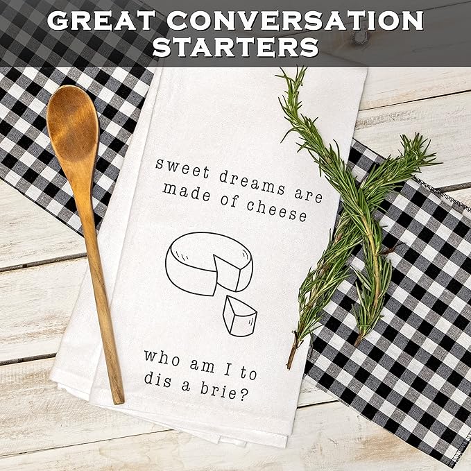 Sweet Dreams Are Made of Cheese Funny Kitchen Towels 18x24 Inch Dish Towels