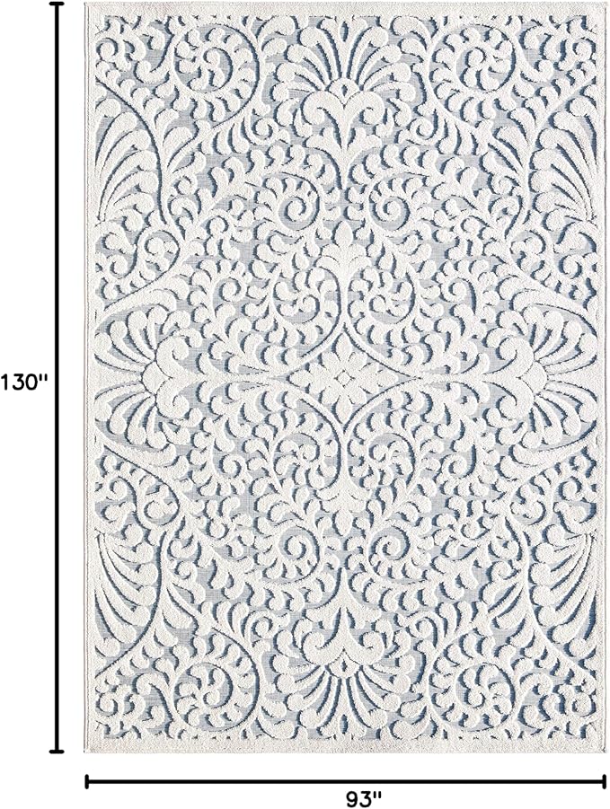 My Texas House Bluebonnets Area Rug 7.9x10.10 Indoor Outdoor, Natural Blue