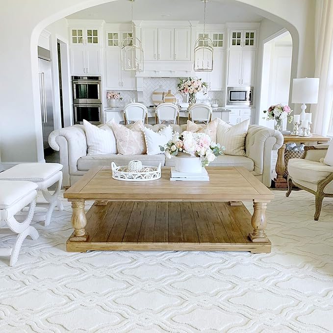 My Texas House Cotton Blossom Area Rug 7.9x10.10 Indoor Outdoor, Natural