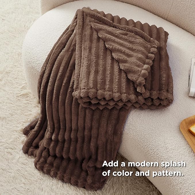 Bedsure GentleSoft Fondue Fudge Fleece Blanket for - Cozy Soft Blankets for Women, Cute Small Throws for Girls, 60x80 Inches