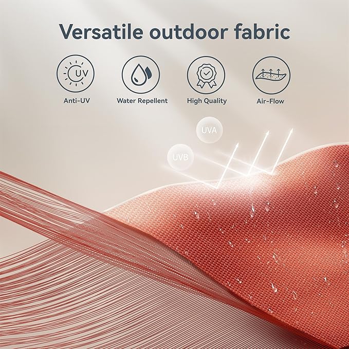 PHI VILLA 10ft Patio Umbrella Outdoor 3 Tier Vented Market Table Umbrella with 1.5" Umbrella Pole and 8 Sturdy Ribs, (Orange Red)(No Base)