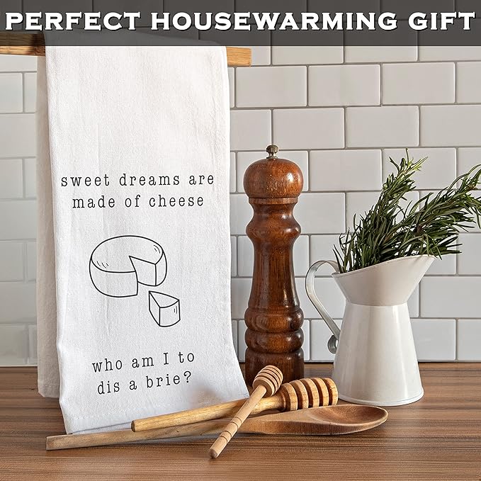 Sweet Dreams Are Made of Cheese Funny Kitchen Towels 18x24 Inch Dish Towels