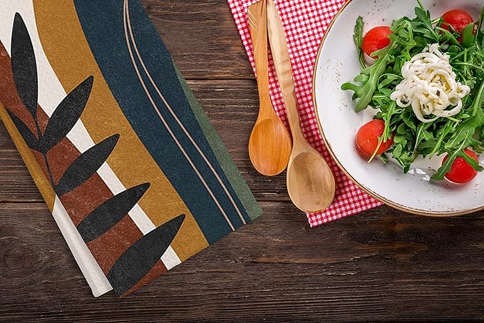 QIYUHOY Abstract Sun Mountain Botanical Kitchen Towels Tea Towels 16x24 Cotton Dish Towels for Farmhouse Decor