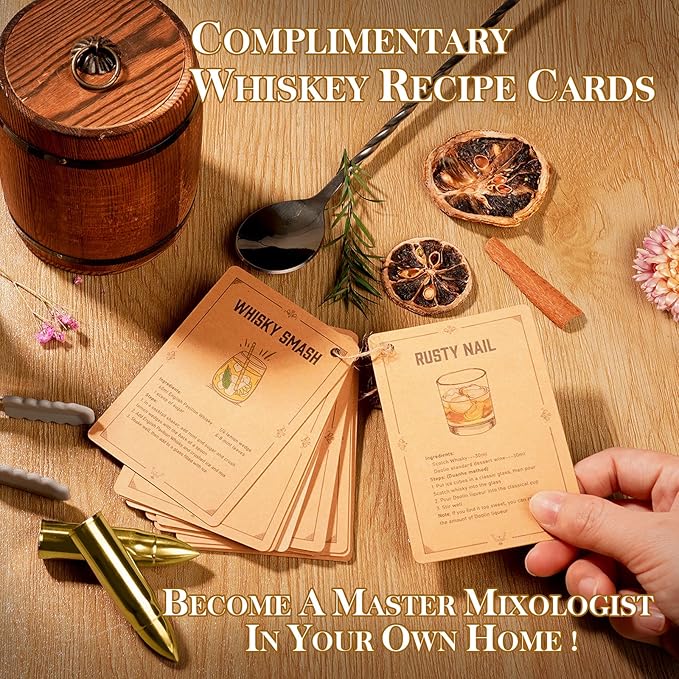 Oaksea Whiskey Stones Gifts Set for Men Dad Him Christmas, Reusable Stainless Steel Ice Cubes for Drinking, Anniversary Birthday Gifts for Husband, Boyfriend, Brother, Bourbon Man Cave Cool Stuff