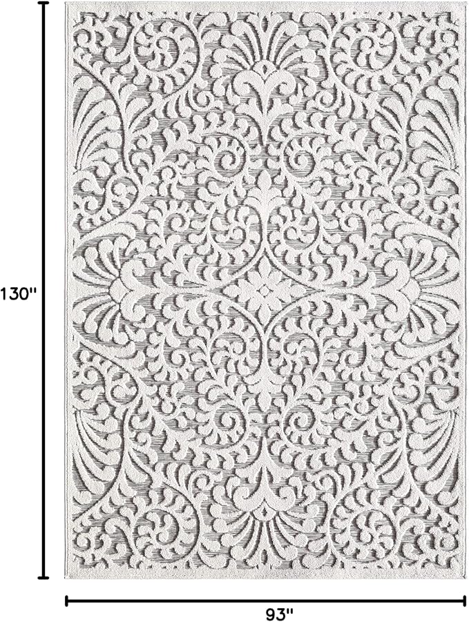 My Texas House Bluebonnets Area Rug 7.9x10.10 Indoor Outdoor, Natural Grey