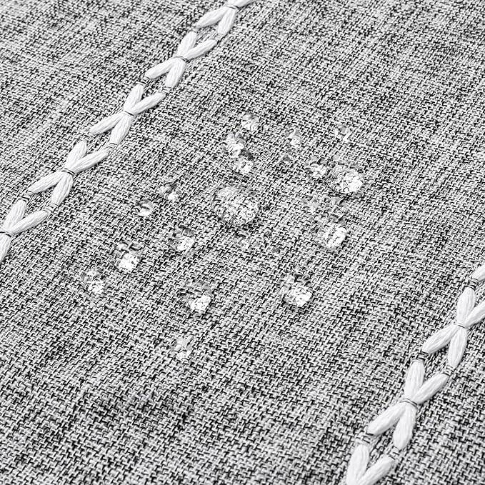 MitoVilla Dark Grey Boho Extra Long Shower Curtain 72 x 84, Dark Grey Modern Farmhouse 84 inch XL Polyester Linen Fabric Shower Curtain Set with Hooks for Cottagecore Country Bathroom Decor