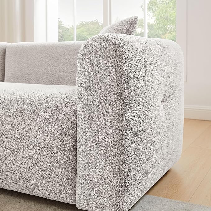 VANOMi Modular Sectional Sofa Set Oversized Cloud Couch with 95" Sofa & 42" Arm chairs Living Room Furniture Set Boucle Upholstered Oversized Couch with Pillows Light Khaki 2 Sofas+1 Chair