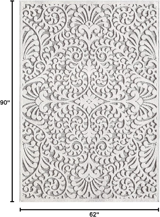 My Texas House Bluebonnets Area Rug 5.2x7.6 Indoor Outdoor, Natural Grey