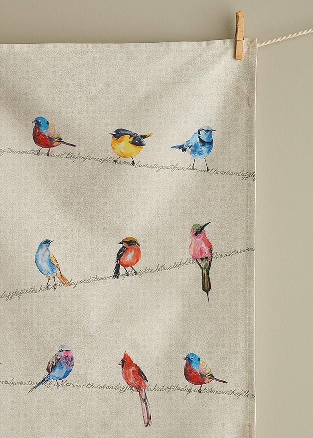 Maison d'Hermine Birdies On Wire 100% Cotton Absorbent Dish Towels Tea Bar Towels Set of 2