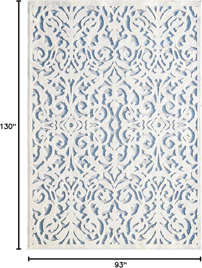 My Texas House Lady Bird Area Rug 7.9x10.10 Indoor Outdoor, Natural Harbor Blue