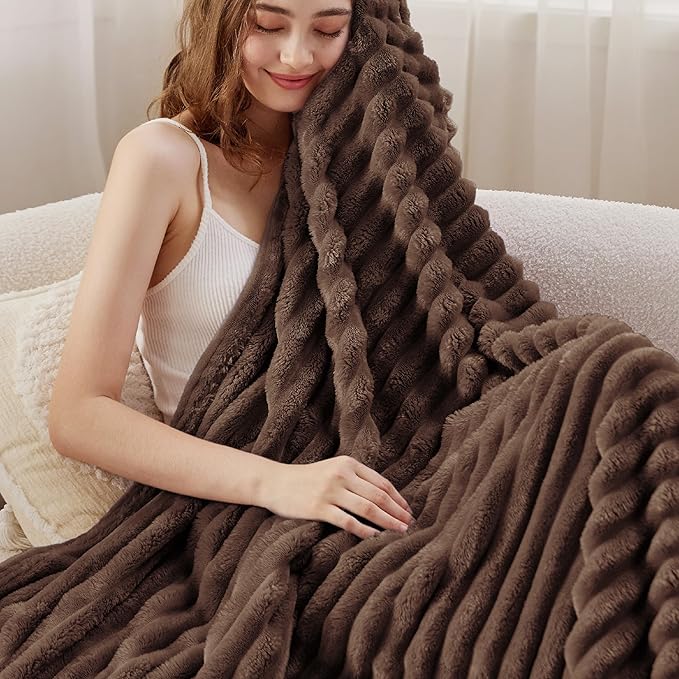 Bedsure GentleSoft Fondue Fudge Fleece Blanket for - Cozy Soft Blankets for Women, Cute Small Throws for Girls, 60x80 Inches