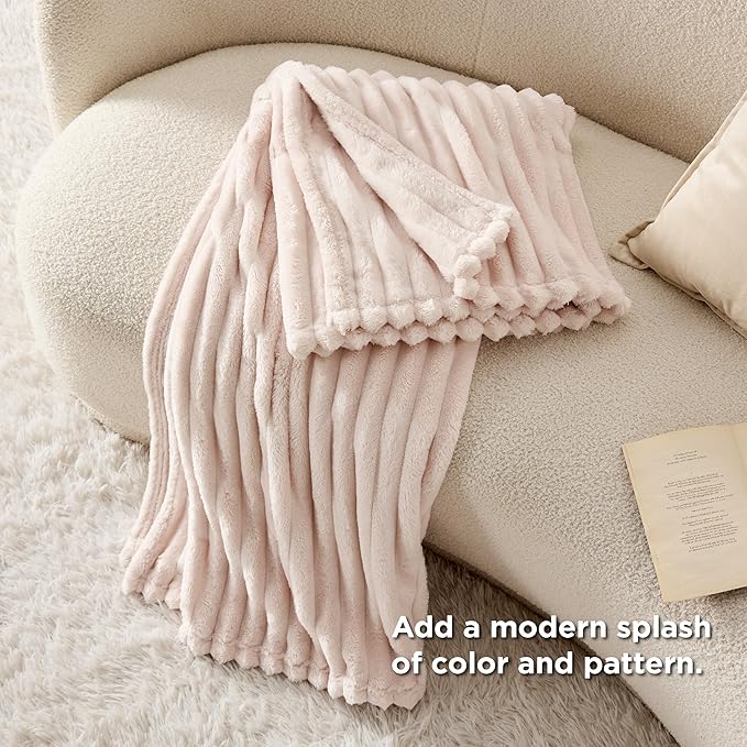 Bedsure GentleSoft Pink Throw Blanket for - Cozy Soft Blankets for Women, Cute Small Fleece Throws for Girls, Pink Decor Gifts for Home Room Office, Crystal Pink, 50x60 Inches
