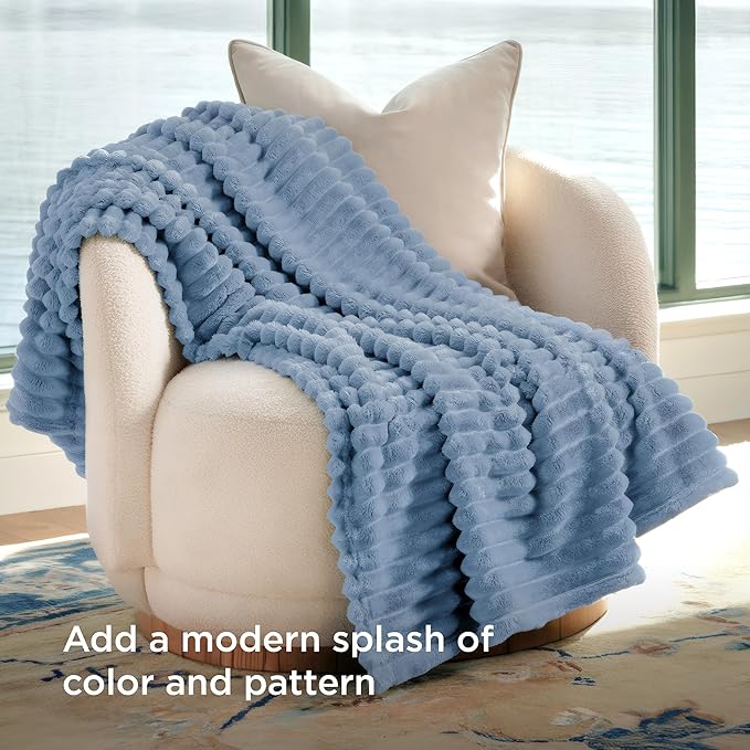 Bedsure GentleSoft Blue Twin XL Blanket for Bed - Cozy Soft Blankets for Women, Cute Small Fleece Throws for Girls, Birthday Gifts for Women Decor Gifts, Ashley Blue, 66x90 Inches