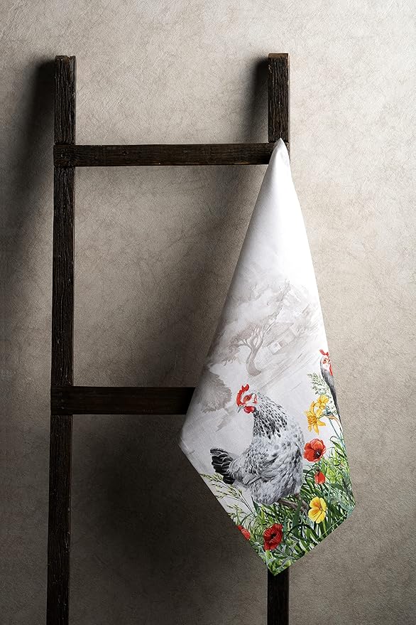 Maison d'Hermine Dish Towels 100% Cotton Absorbent Basse Cour Set of 3 Spring Summer
