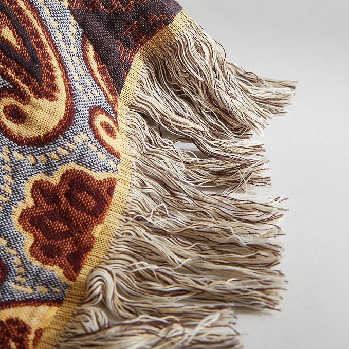 Boho Throw Blanket 100% Cotton Woven Ultra Soft 4-Layer Muslin Quilt Farmhouse Bed Blanket Cover 80"x90", Patchwork Floral