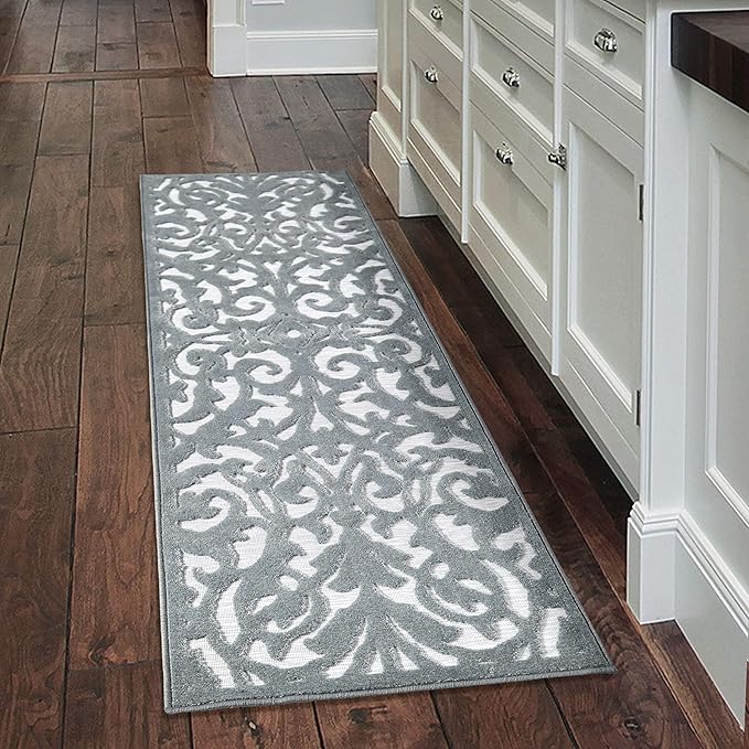 My Texas House Lady Bird Runner Rug 2.3x8 Indoor Outdoor, Harbor Blue