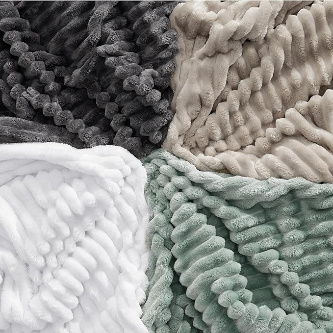 Bedsure GentleSoft White Fleece Blanket for - Cozy Soft Blankets for Women, Cute Small Throws for Girls, 50x70 Inches
