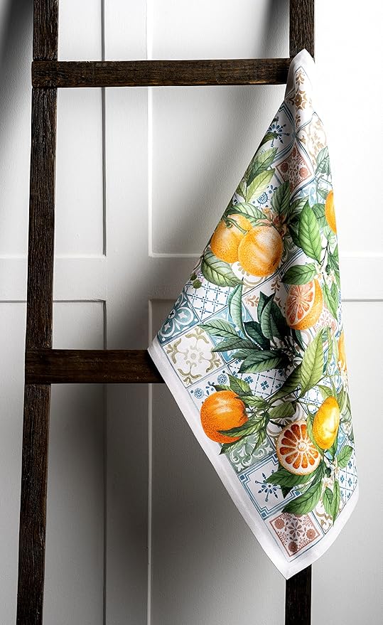 Maison d'Hermine Dish Towels 100% Cotton Absorbent Agrume Set of 3 Spring Summer
