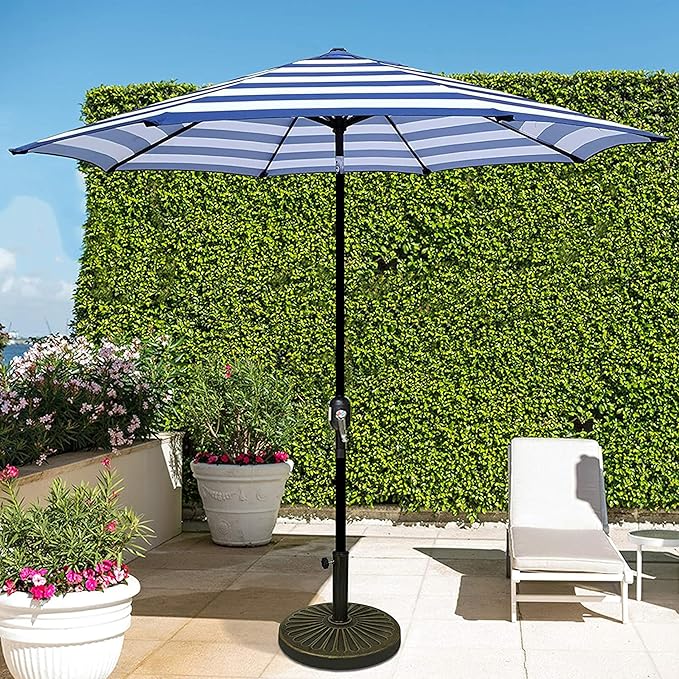 Blissun 9' Outdoor Patio Umbrella, Outdoor Table Umbrella, Yard Umbrella, Market Umbrella with 8 Sturdy Ribs, Push Button Tilt and Crank