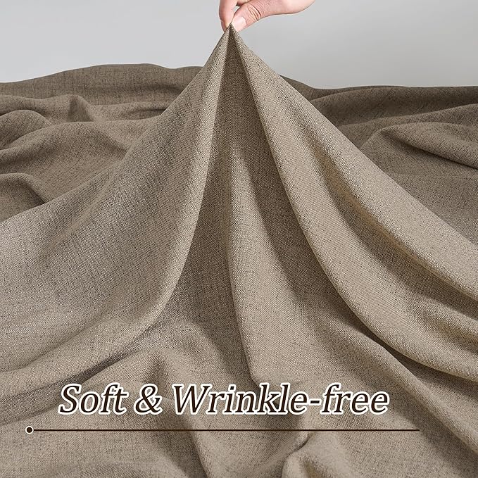 RAIN CITY Khaki Sheer Curtains for Living Room, Brownish Color Pinch Pleated Back Tab Drapes with Hooks,Linen Burlap Light Filtering Window Curtain Panels for Bedroom,W42 x L84, 2 Pieces