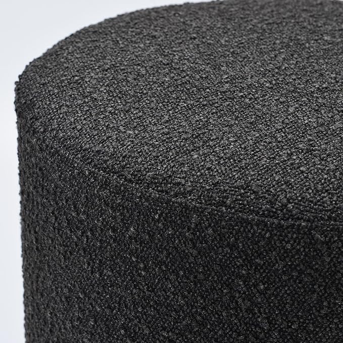 KINWELL 34" Boucle Swivel Barrel Chair with 18" Round Ottoman Set, Fully Assembled Set of Sherpa Accent Chair and Footrest, Modern Comfy Armchair and Footstool for Living Room and Bedroom, Black