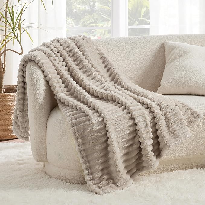 Bedsure GentleSoft Throw Blanket for - Cozy Soft Blankets for Women, Cute Small Fleece Throws for Girls, Linen, 50x70 Inches