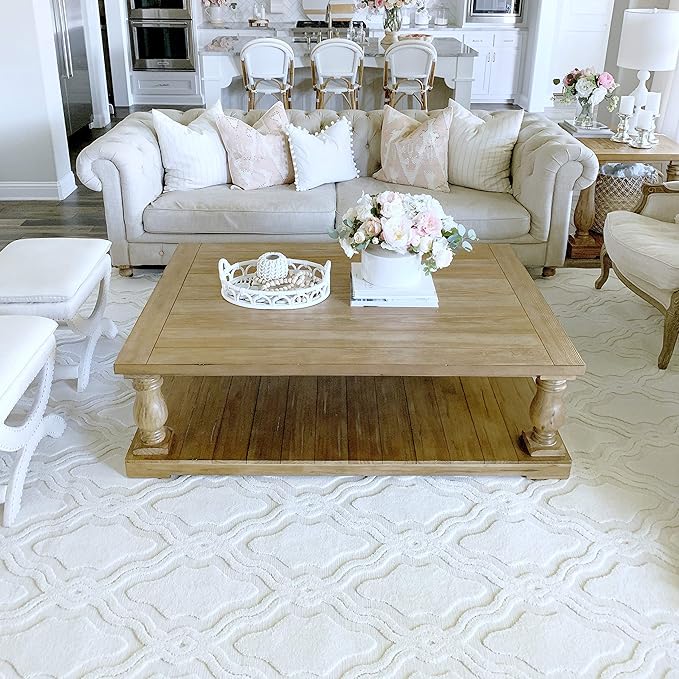 My Texas House Cotton Blossom Area Rug 7.9x10.10 Indoor Outdoor, Natural