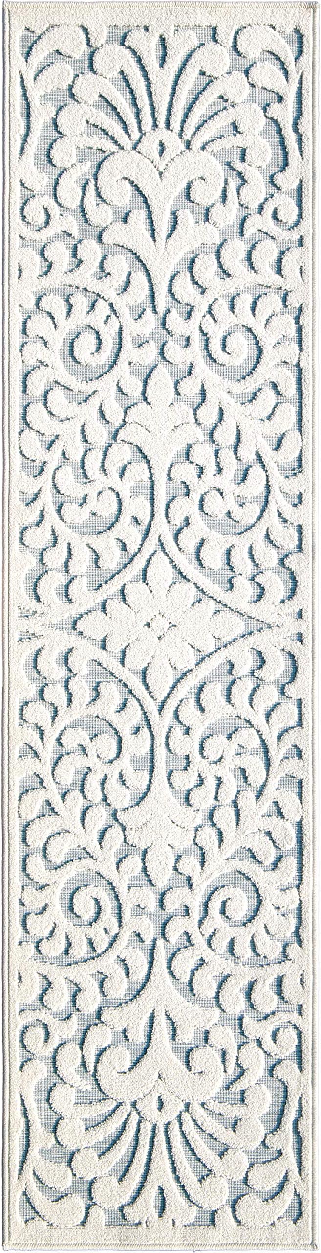 My Texas House Bluebonnets Runner Rug 1.11x7.6 Indoor Outdoor, Natural Harbor Blue