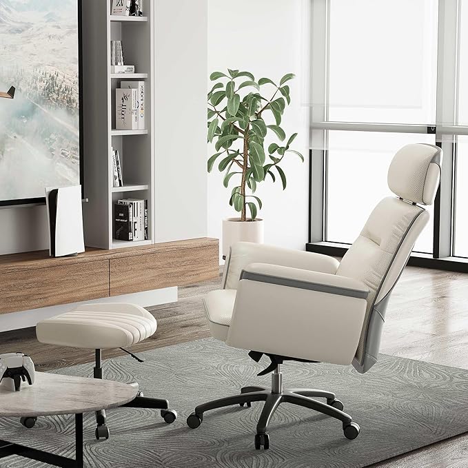 EUREKA ERGONOMIC Microfiber Leather Office Chair Ergonomic Desk Chair, Executive Chair Office Gaming Chair, Comfy Big and Tall Office Chair with Elevatable Headrest & Padded Armrests, Beige