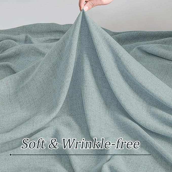 Light Blue Linen Pinch Pleat Curtains 84 Inches Long Pleated Semi Sheer Textured Drapes Hooks Back Tab Coastal Modern Light Filtering Curtain 2 Panels for Living Room Bedroom Office 42x84