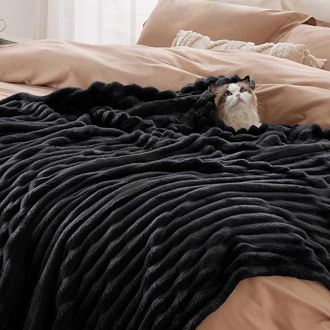 Bedsure GentleSoft Black Fleece Blanket for - Cozy Soft Blankets for Women, Cute Small Throws for Girls, 50x70 Inches