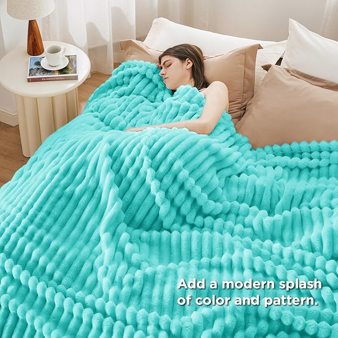 Bedsure GentleSoft Blue California King Size for Bed - Cozy Soft Blankets for Women, Cute Small Fleece Throws for Girls, Birthday Gifts for Women, Blue Fog, 102x96 Inches