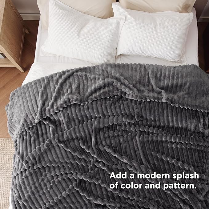 Bedsure GentleSoft Grey Fleece King Blanket for - Cozy Soft Blankets for Women, Cute Small Throws for Girls, 108x90 Inches