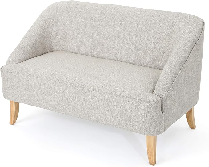 Christopher Knight Home Justus Mid Century Modern Fabric Loveseat, Beige Natural