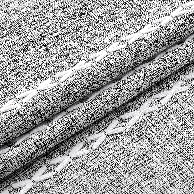 MitoVilla Dark Grey Boho Extra Long Shower Curtain 72 x 84, Dark Grey Modern Farmhouse 84 inch XL Polyester Linen Fabric Shower Curtain Set with Hooks for Cottagecore Country Bathroom Decor