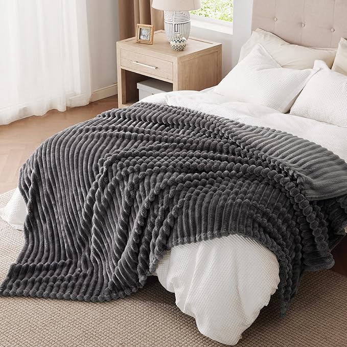 Bedsure GentleSoft Grey Fleece King Blanket for - Cozy Soft Blankets for Women, Cute Small Throws for Girls, 108x90 Inches