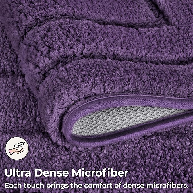 GRANNY SAYS Bathroom Toilet Rugs U Shaped, Bath Mats for Bathroom, Bath Rugs Non Slip Washable, Absorbent Microfiber Toilet Mat, Soft Plush Shaggy, 20" x 24", Purple