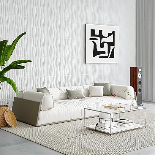 Art3d 12 Pack 3D Wave Design Wall panels 19.7"x19.7" PVC Panel for Interior Wall Decor Living Room, Office, TV Background, White