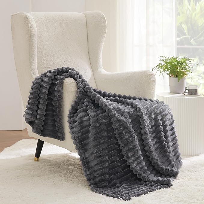 Bedsure GentleSoft Grey Fleece Blanket for - Cozy Soft Blankets for Women, Cute Small Throws for Girls, 50x70 Inches