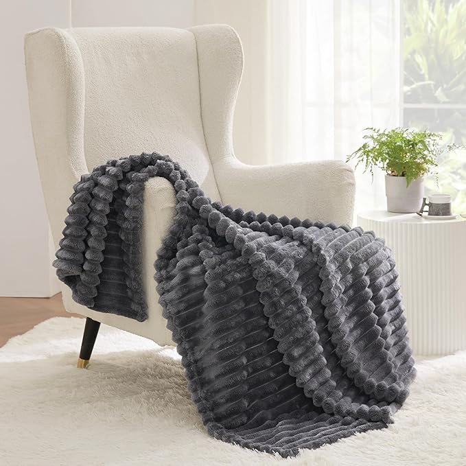Bedsure GentleSoft Grey Fleece Twin Blanket for -Cozy Soft Blankets for Women, Cute Small Throws for Girls, 60x80 Inches