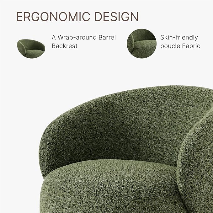 Swivel Accent Chair Round Barrel Armchair Upholstered Performance Fabric for Living Room Bedroom Reading Waitingroom,2 PCS,Moss Green