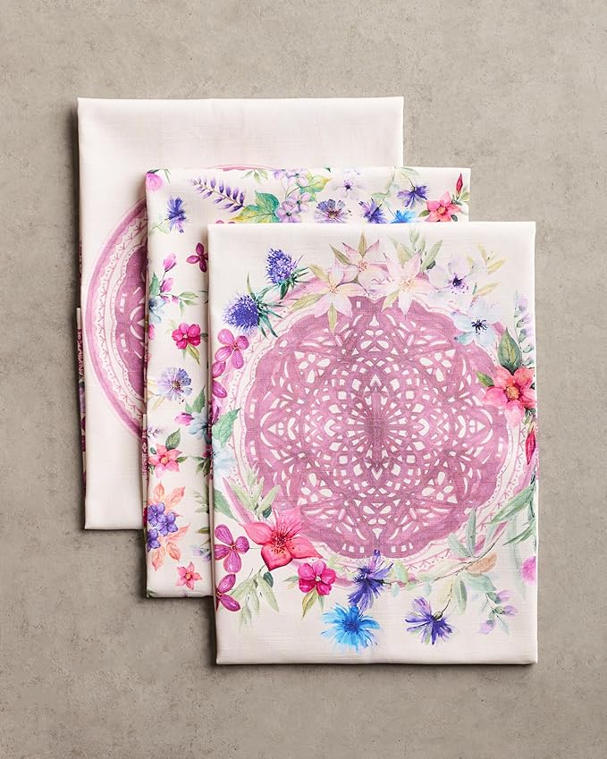 Maison d'Hermine Dishcloths 100% Cotton Multi-Purpose Kitchen Towels Chardon Set of 3 Spring Summer