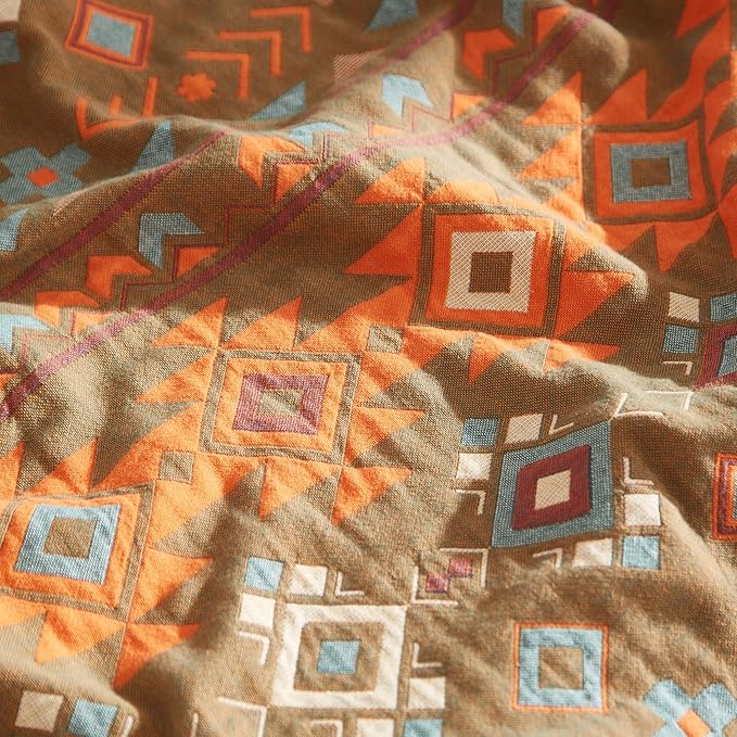 Boho Throw Blanket 100% Cotton Woven Ultra Soft 4-Layer Muslin Quilt Farmhouse Bed Blanket Cover 90"x98", Diamond