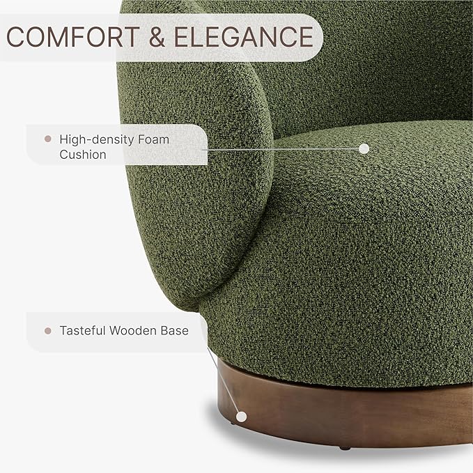 Swivel Accent Chair Round Barrel Armchair Upholstered Performance Fabric for Living Room Bedroom Reading Waitingroom,2 PCS,Moss Green