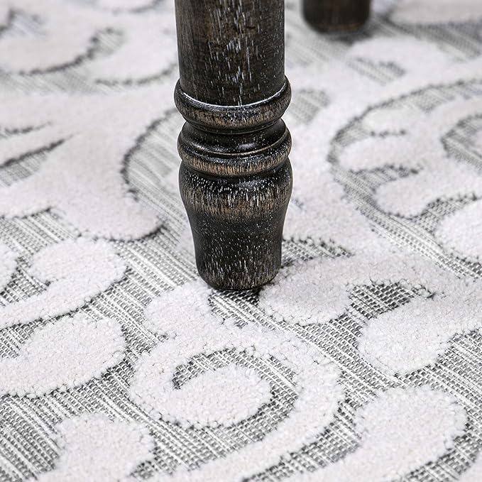 My Texas House Bluebonnets Area Rug 5.2x7.6 Indoor Outdoor, Natural Grey