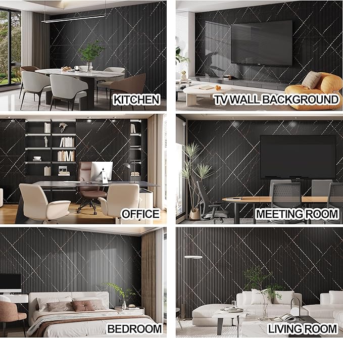 8-Pack WPC Wood Panels for Wall - 96 x 6.6 Inch 3D Acoustic Wall Panels, Waterproof and Easy Installation, Accent Slat Wall Paneling for Living Room, Office, Granite